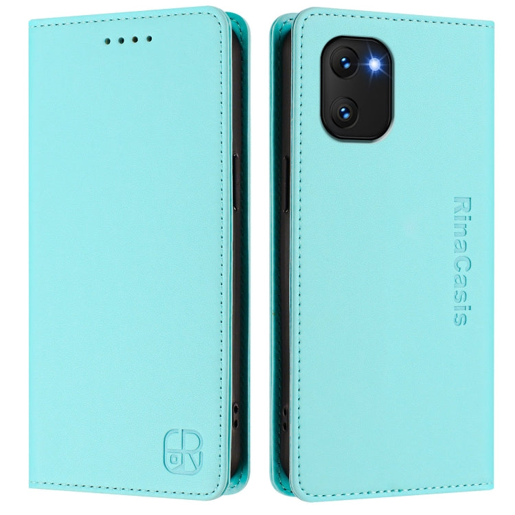 For UMIDIGI Power 7 / 7S RC01 Dual-Folded Magnetic Suction RFID Leather Phone Case
