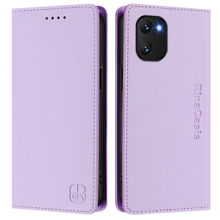 For UMIDIGI Power 7 / 7S RC01 Dual-Folded Magnetic Suction RFID Leather Phone Case