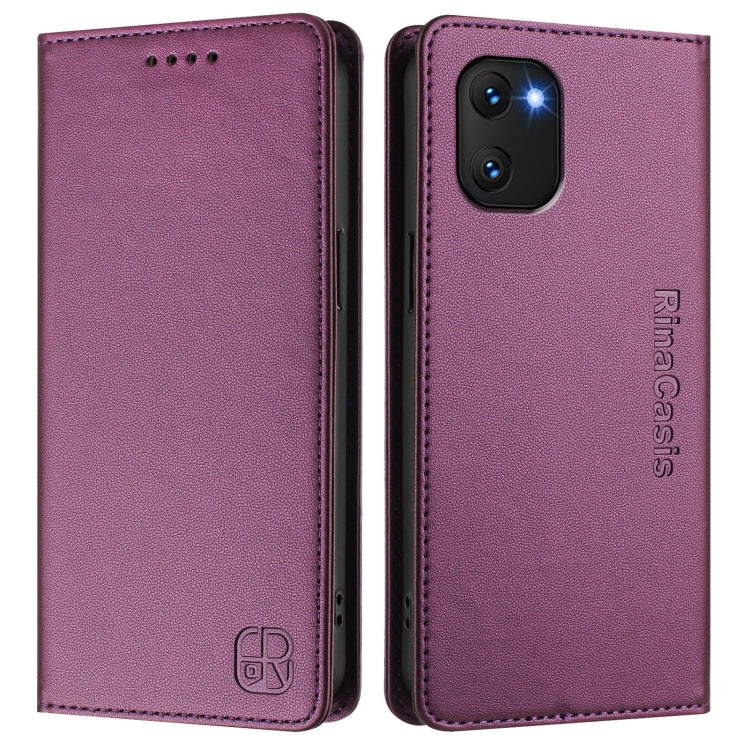 For UMIDIGI Power 7 / 7S RC01 Dual-Folded Magnetic Suction RFID Leather Phone Case