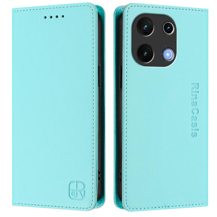 For UMIDIGI Note 100 RC01 Dual-Folded Magnetic Suction RFID Leather Phone Case