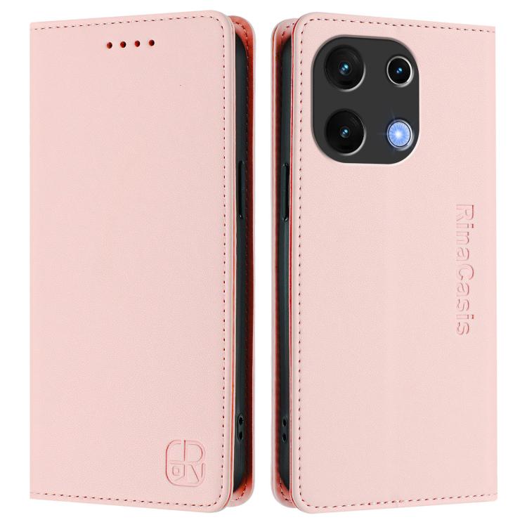 For UMIDIGI Note 100 RC01 Dual-Folded Magnetic Suction RFID Leather Phone Case