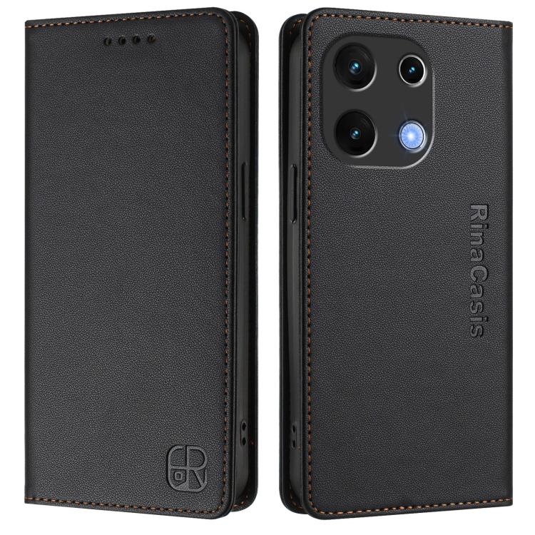 For UMIDIGI Note 100 RC01 Dual-Folded Magnetic Suction RFID Leather Phone Case