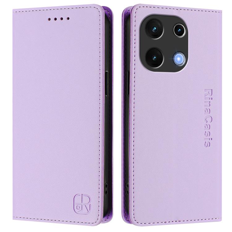For UMIDIGI Note 100 RC01 Dual-Folded Magnetic Suction RFID Leather Phone Case