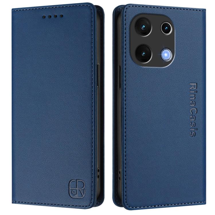 For UMIDIGI Note 100 RC01 Dual-Folded Magnetic Suction RFID Leather Phone Case