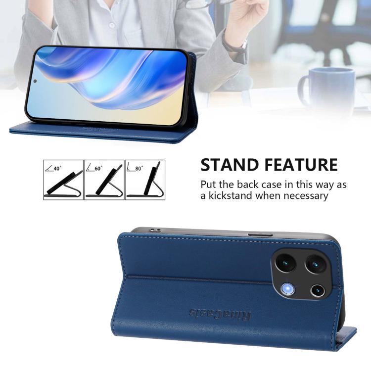 For UMIDIGI Note 100 RC01 Dual-Folded Magnetic Suction RFID Leather Phone Case