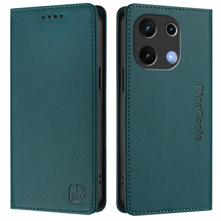 For UMIDIGI Note 100 RC01 Dual-Folded Magnetic Suction RFID Leather Phone Case