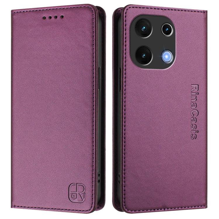 For UMIDIGI Note 100 RC01 Dual-Folded Magnetic Suction RFID Leather Phone Case