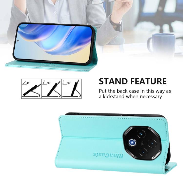 For UMIDIGI G100 Pro RC01 Dual-Folded Magnetic Suction RFID Leather Phone Case