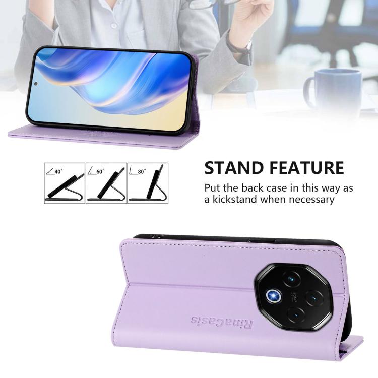 For UMIDIGI G100 Pro RC01 Dual-Folded Magnetic Suction RFID Leather Phone Case