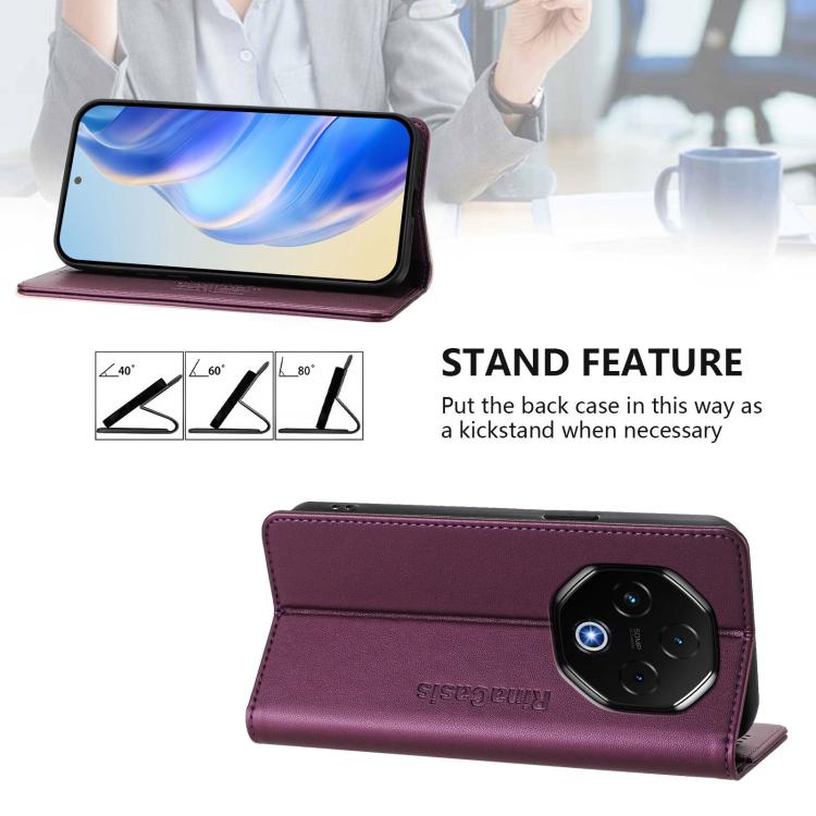 For UMIDIGI G100 Pro RC01 Dual-Folded Magnetic Suction RFID Leather Phone Case