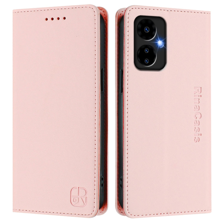 For Boost Mobile Celero 5G 2024 / 3 5G RC01 Dual-Folded Magnetic Suction RFID Leather Phone Case