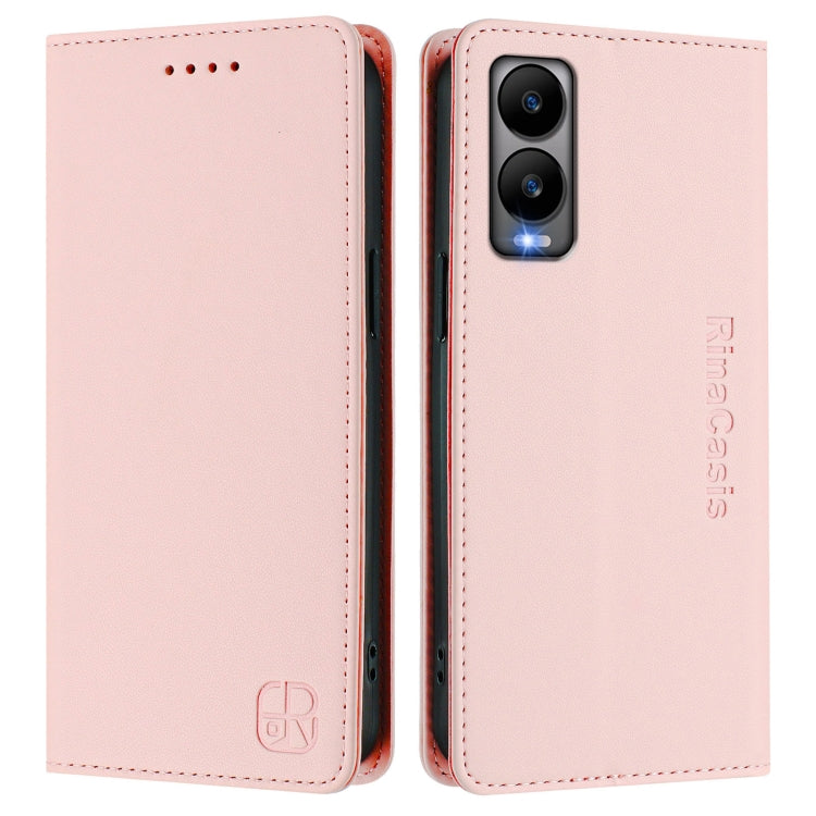 For Cricket Debut S3 RC01 Dual-Folded Magnetic Suction RFID Leather Phone Case