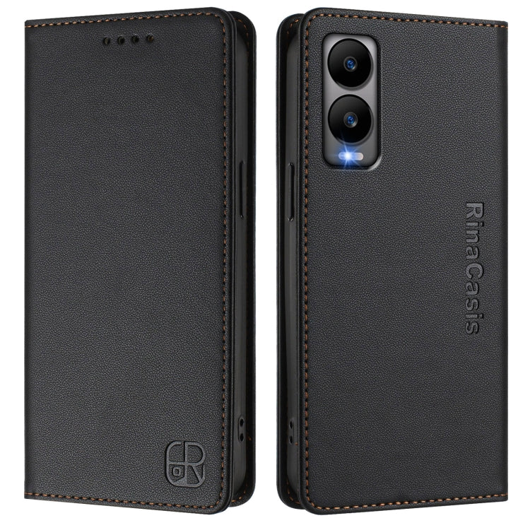 For Cricket Debut S3 RC01 Dual-Folded Magnetic Suction RFID Leather Phone Case