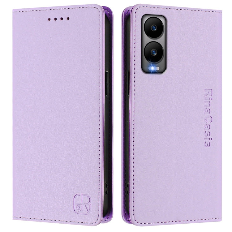 For Cricket Debut S3 RC01 Dual-Folded Magnetic Suction RFID Leather Phone Case