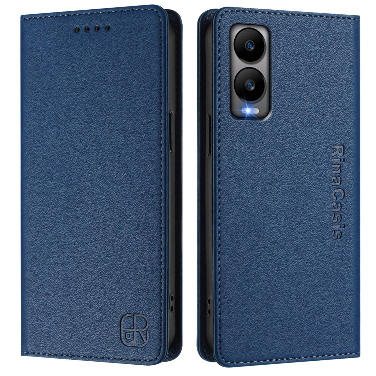 For Cricket Debut S3 RC01 Dual-Folded Magnetic Suction RFID Leather Phone Case