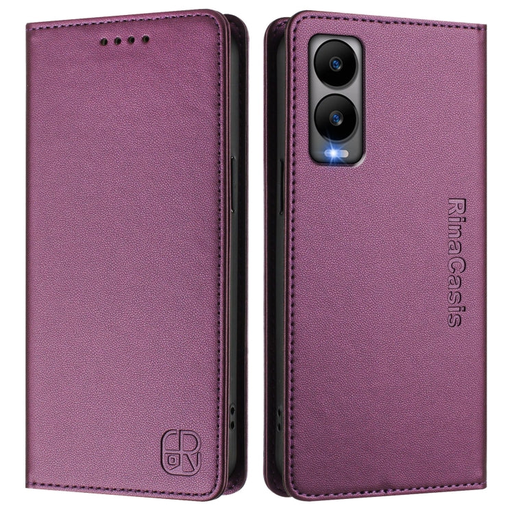 For Cricket Debut S3 RC01 Dual-Folded Magnetic Suction RFID Leather Phone Case