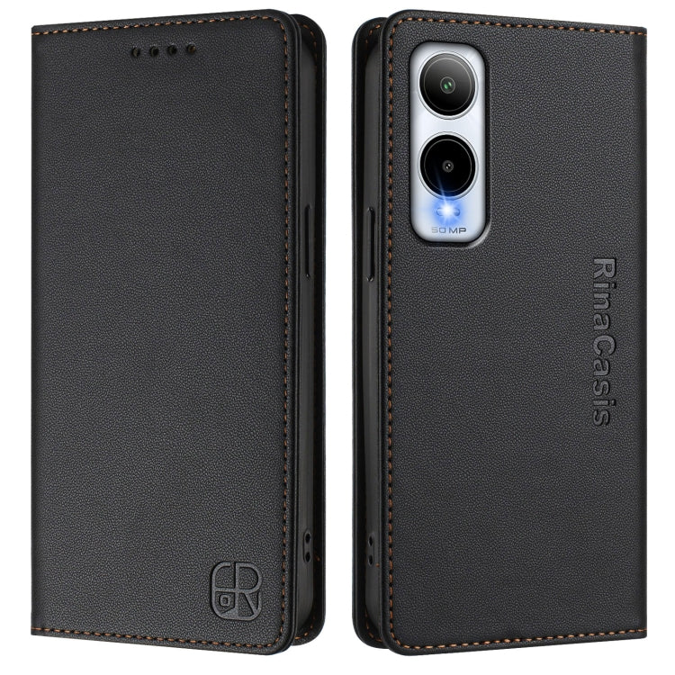 For Cricket Icon 6 RC01 Dual-Folded Magnetic Suction RFID Leather Phone Case