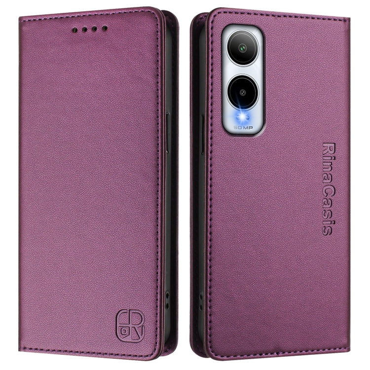 For Cricket Icon 6 RC01 Dual-Folded Magnetic Suction RFID Leather Phone Case