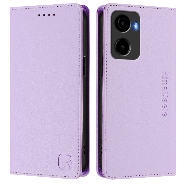 For Cricket Magic 2 / AT&T Propel 2 5G RC01 Dual-Folded Magnetic Suction RFID Leather Phone Case