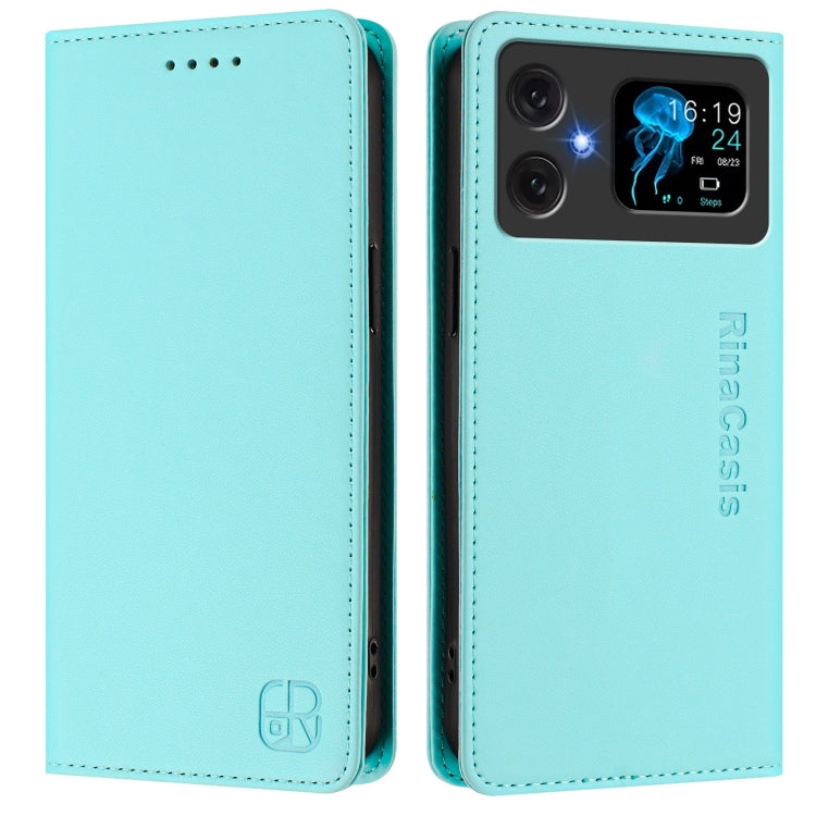 For Cubot A20 RC01 Dual-Folded Magnetic Suction RFID Leather Phone Case