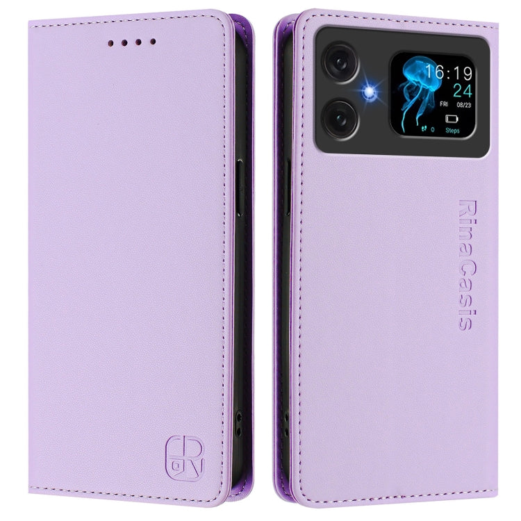For Cubot A20 RC01 Dual-Folded Magnetic Suction RFID Leather Phone Case