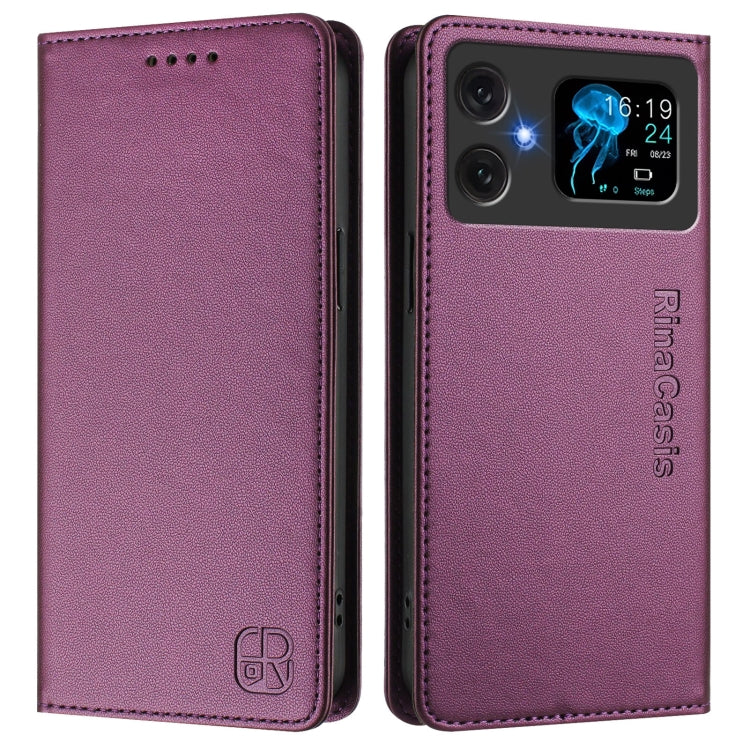 For Cubot A20 RC01 Dual-Folded Magnetic Suction RFID Leather Phone Case