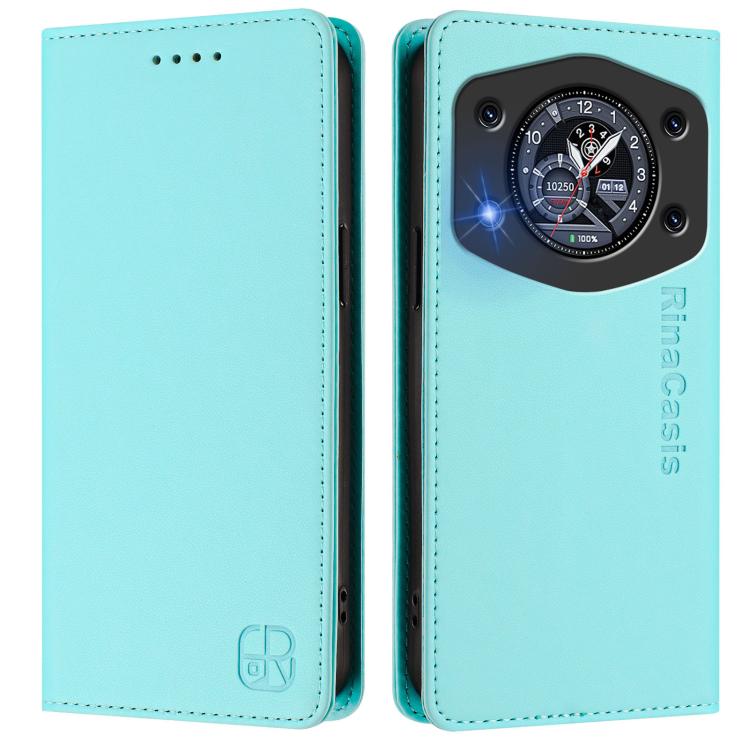 For Cubot A30 RC01 Dual-Folded Magnetic Suction RFID Leather Phone Case