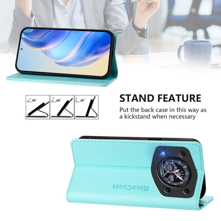 For Cubot A30 RC01 Dual-Folded Magnetic Suction RFID Leather Phone Case