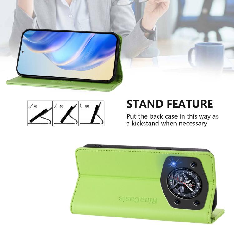 For Cubot A30 RC01 Dual-Folded Magnetic Suction RFID Leather Phone Case