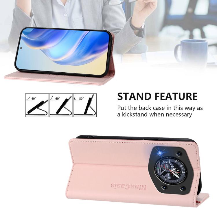 For Cubot A30 RC01 Dual-Folded Magnetic Suction RFID Leather Phone Case
