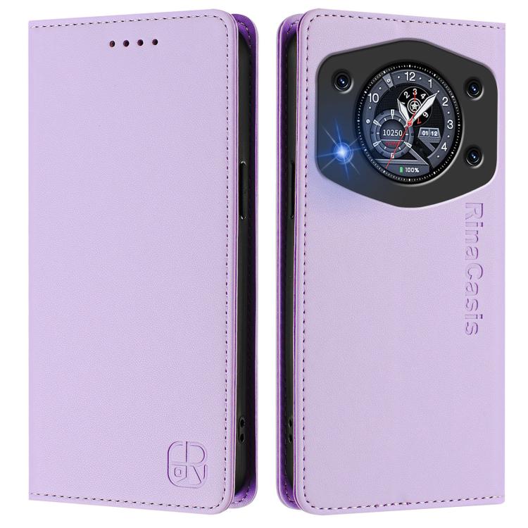 For Cubot A30 RC01 Dual-Folded Magnetic Suction RFID Leather Phone Case