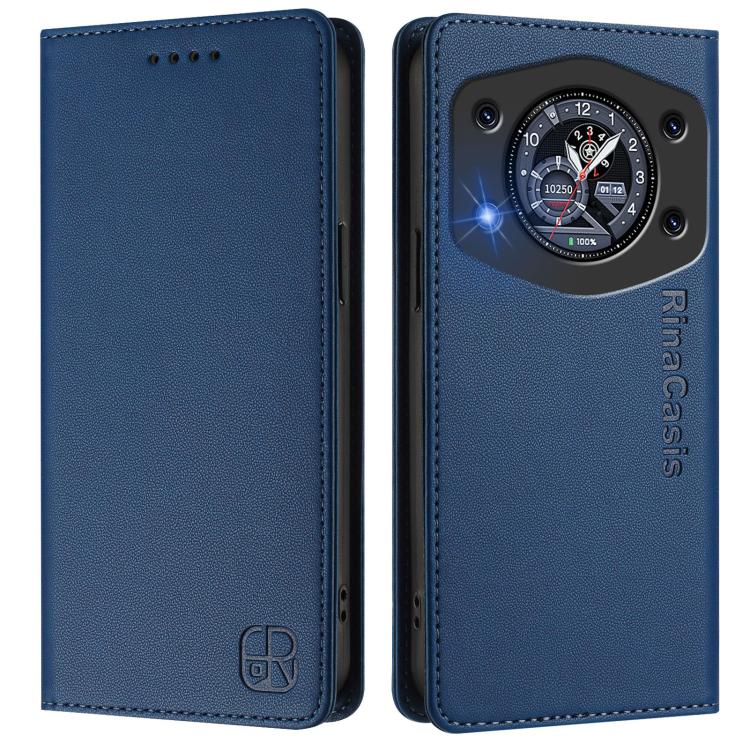For Cubot A30 RC01 Dual-Folded Magnetic Suction RFID Leather Phone Case