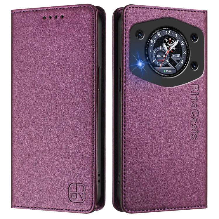 For Cubot A30 RC01 Dual-Folded Magnetic Suction RFID Leather Phone Case