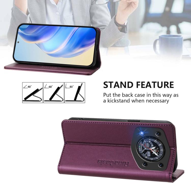 For Cubot A30 RC01 Dual-Folded Magnetic Suction RFID Leather Phone Case
