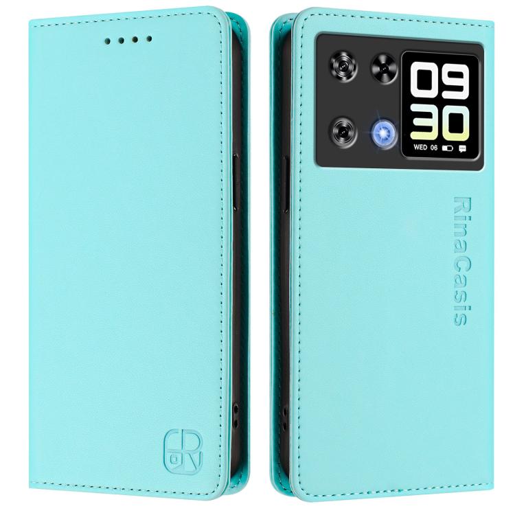 For Cubot P90 RC01 Dual-Folded Magnetic Suction RFID Leather Phone Case
