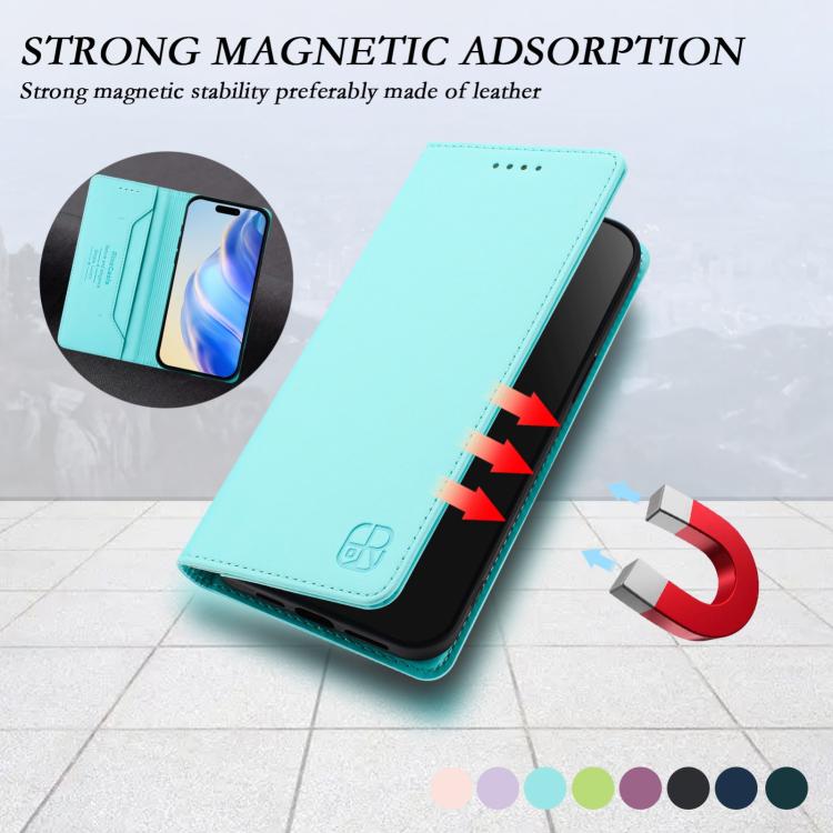 For Cubot P90 RC01 Dual-Folded Magnetic Suction RFID Leather Phone Case
