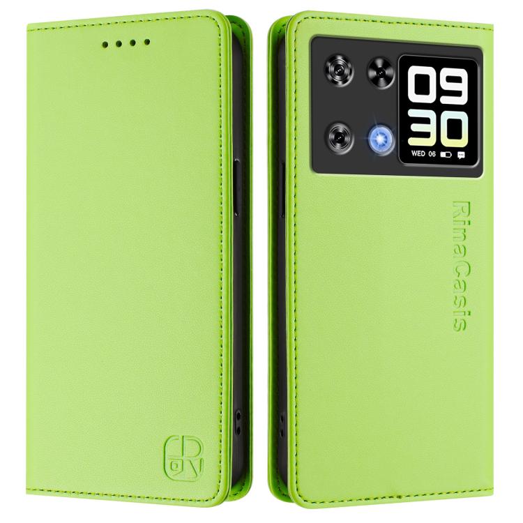 For Cubot P90 RC01 Dual-Folded Magnetic Suction RFID Leather Phone Case