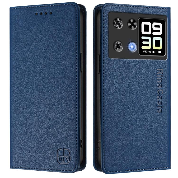 For Cubot P90 RC01 Dual-Folded Magnetic Suction RFID Leather Phone Case
