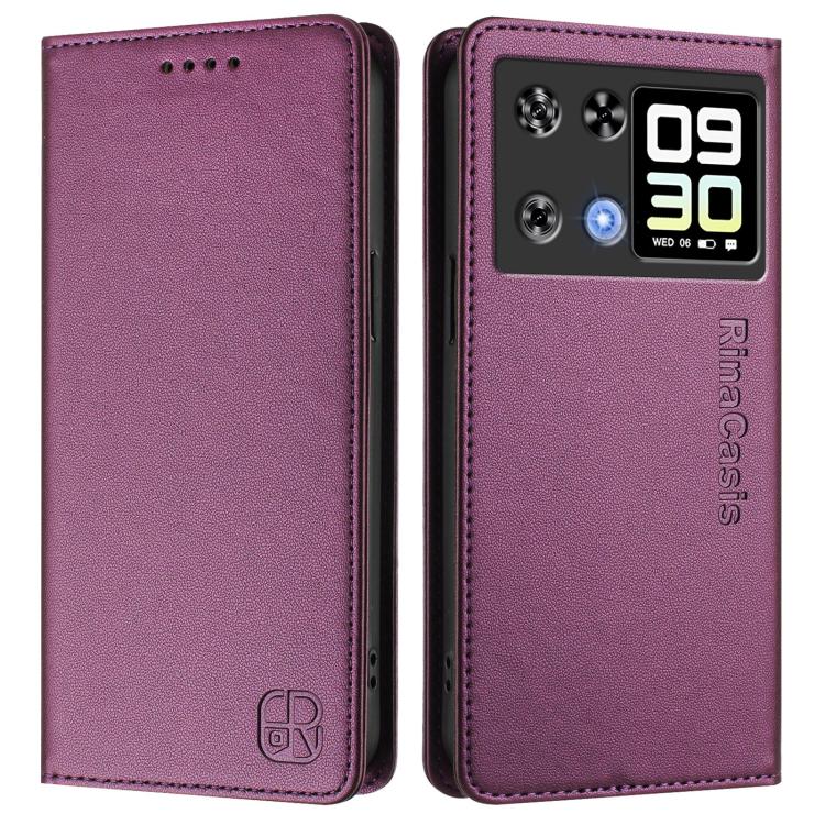 For Cubot P90 RC01 Dual-Folded Magnetic Suction RFID Leather Phone Case