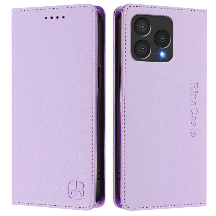For Cubot A40 RC01 Dual-Folded Magnetic Suction RFID Leather Phone Case