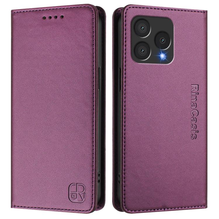 For Cubot A40 RC01 Dual-Folded Magnetic Suction RFID Leather Phone Case