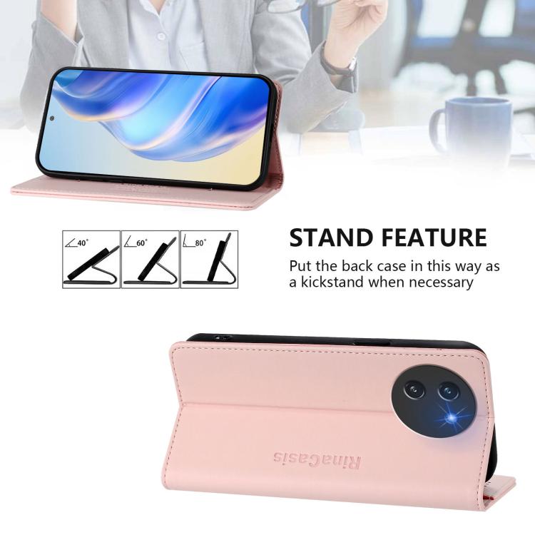 For Doogee Note 59 / Note 59 Pro RC01 Dual-Folded Magnetic Suction RFID Leather Phone Case
