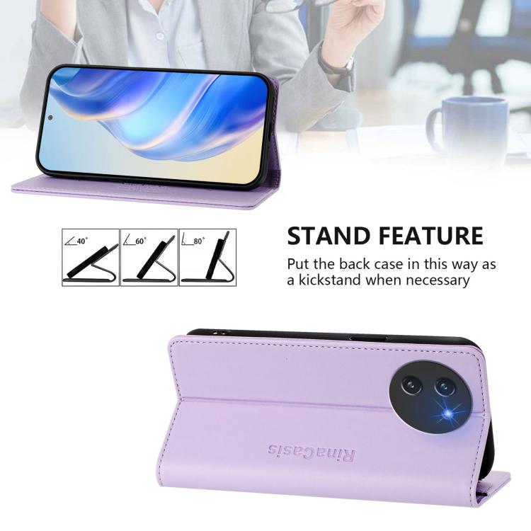 For Doogee Note 59 / Note 59 Pro RC01 Dual-Folded Magnetic Suction RFID Leather Phone Case