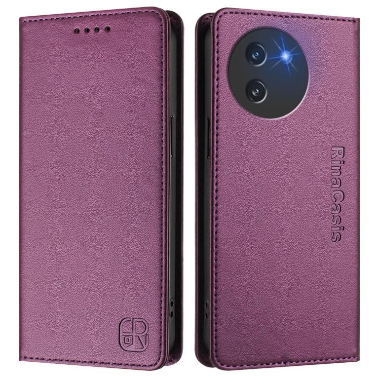 For Doogee Note 59 / Note 59 Pro RC01 Dual-Folded Magnetic Suction RFID Leather Phone Case