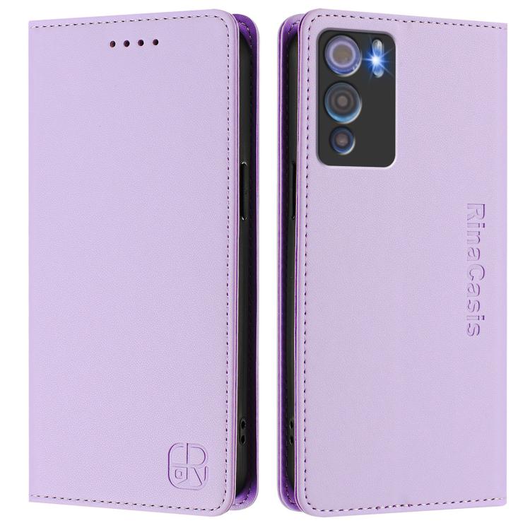 For Doogee N60 Pro RC01 Dual-Folded Magnetic Suction RFID Leather Phone Case