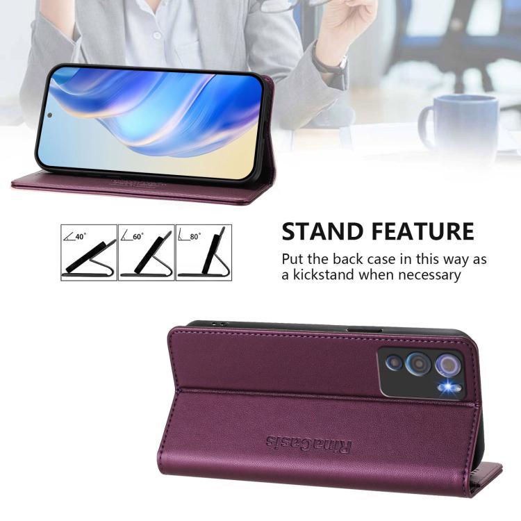 For Doogee N60 Pro RC01 Dual-Folded Magnetic Suction RFID Leather Phone Case