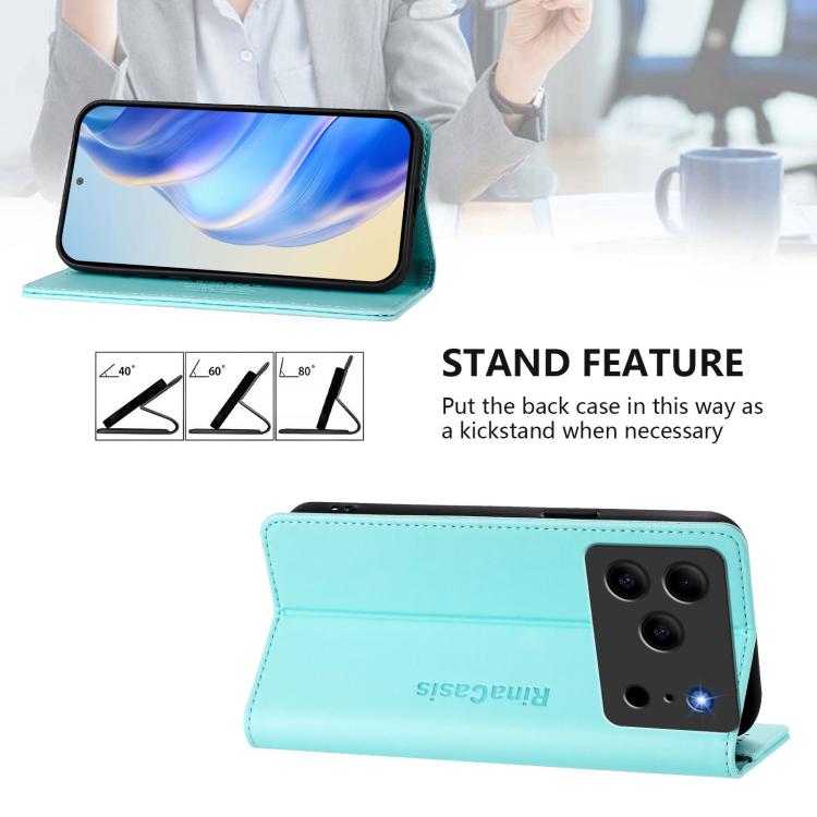For Doogee Note 56 / Note 56 Pro RC01 Dual-Folded Magnetic Suction RFID Leather Phone Case