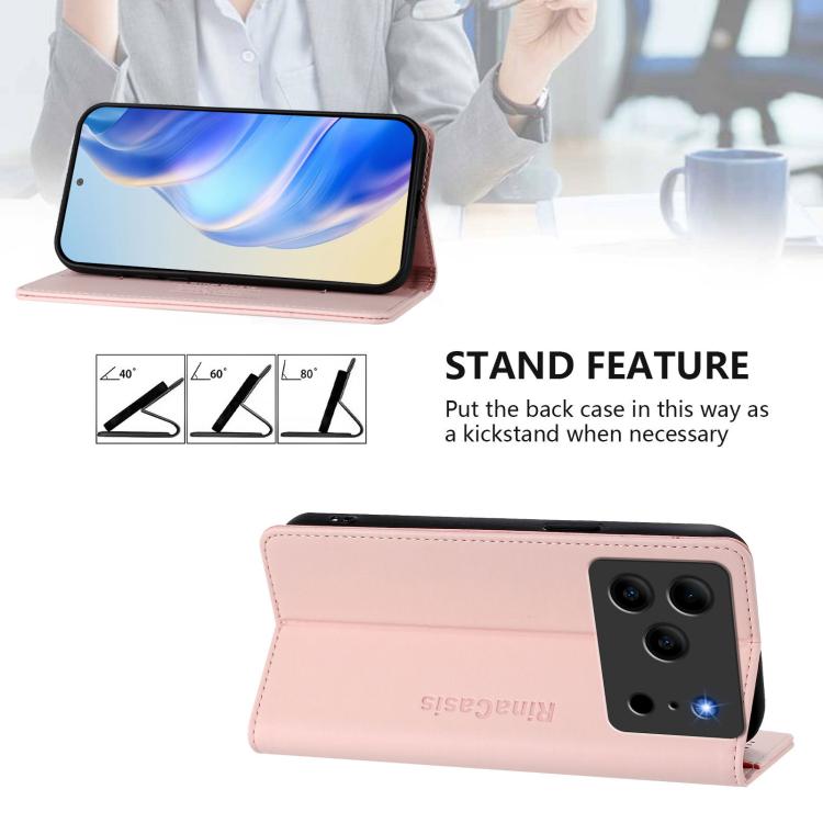 For Doogee Note 56 / Note 56 Pro RC01 Dual-Folded Magnetic Suction RFID Leather Phone Case