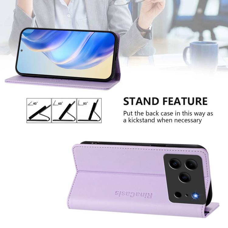 For Doogee Note 56 / Note 56 Pro RC01 Dual-Folded Magnetic Suction RFID Leather Phone Case