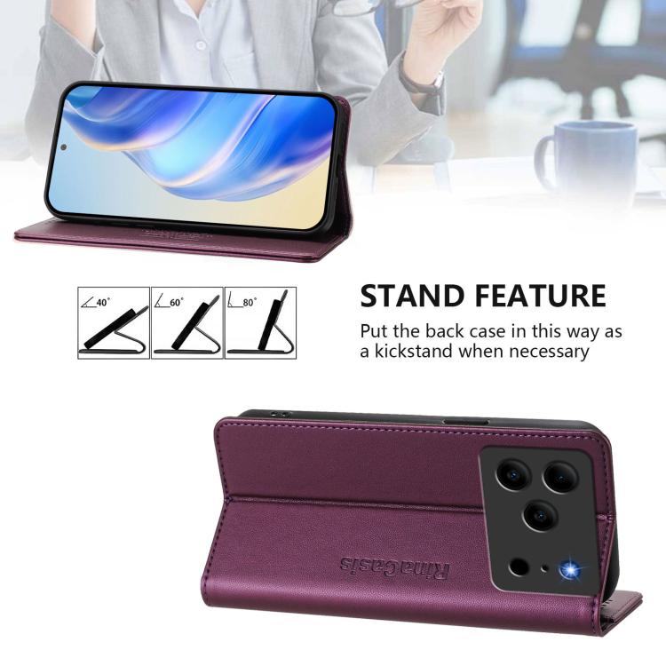 For Doogee Note 56 / Note 56 Pro RC01 Dual-Folded Magnetic Suction RFID Leather Phone Case